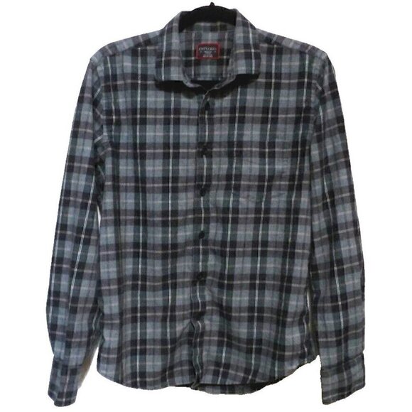 UNTUCKIT 100% cotton blue & gray flannel long sleeve button down shirt men's M - Picture 1 of 6